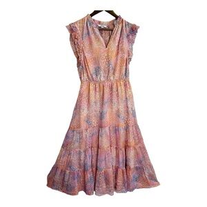 BB Dakota Dress Womens Large  Steve Madden Multi Floral Lined Yellowstone Style